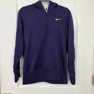 Nike Women's Hoodie Sweatshirt Swoosh Logo 1/4 Zip Up Size large Dark Purple!